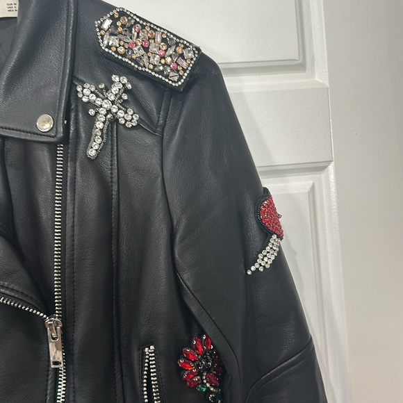 💎 Mango Jeweled Vegan Leather Jacket - Picture 4 of 8